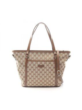 Gucci Tote GG Canvas Beige Brown 2-Way